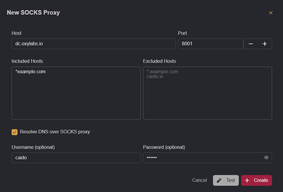 The upstream proxy configuration settings.