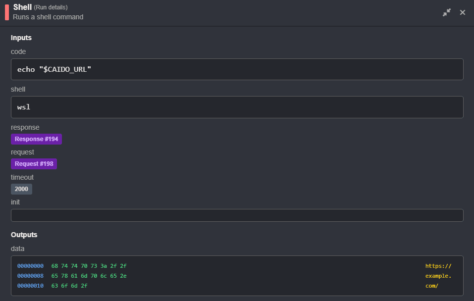 The test environment run details.